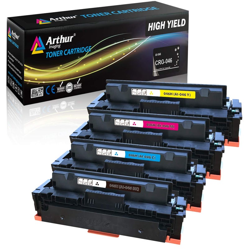 Arthur Imaging Compatible Toner Cartridge Replacement for Canon 046 046H for Color ImageCLASS MF735Cdw LBP654Cdw MF731Cdw MF733Cdw Laser Printer (Black Cyan Magenta Yellow, 4-pk) - Image 1